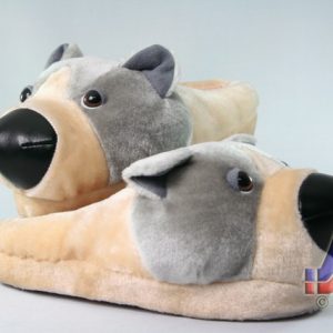 Plush Dog Slipper (Grey & Peach)