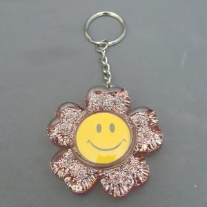 SMILE GLITTER HEART & FLOWER KEYCHAIN