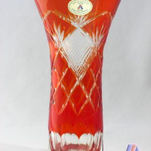 HAND CUT LEAD CRYSTAL FLOWER VASE
