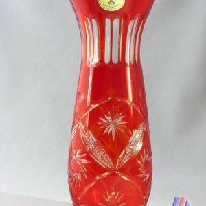 HAND CUT LEAD CRYSTAL FLOWER VASE