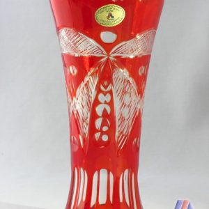 HAND CUT LEAD CRYSTAL FLOWER VASE