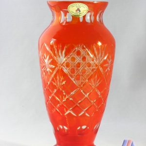 HAND CUT LEAD CRYSTAL FLOWER VASE