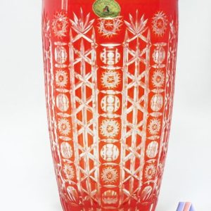 HAND CUT LEAD CRYSTAL FLOWER VASE