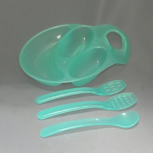 KIDDIE LOVE FEEDING DISH W/ 3 SPOONS