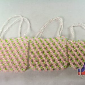 BEADS HAND BAG - Pink/Green Sizes