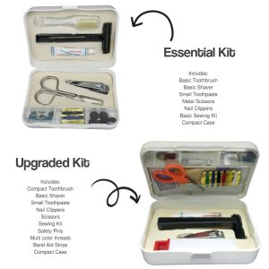 Small Compact Portable Travel Care Kit (Toothbrush, Razor, Sewing Kit, Nail Clipper)