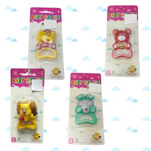 Furry Friends Animal Plastic Baby Rattle - Lion, Elephant, Bunny Rabbit & Bear